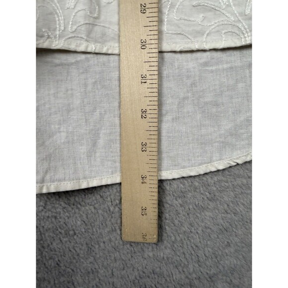 Soft Surroundings Shirt Womens 1X Beige Embroidered Linen Blend Preppy - Picture 9 of 10